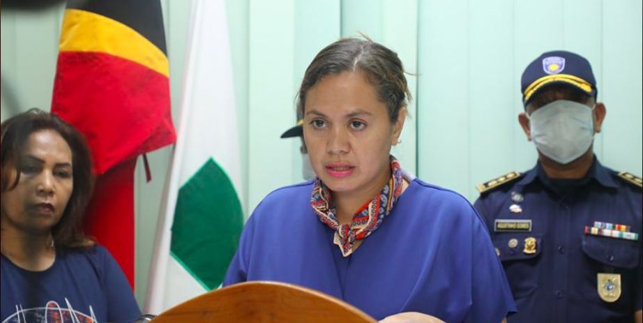 Ministra Saúde Interina, Elia Amaral anunsia hela Timoroan ida positivu infetadu virus corona, Sábadu 21 Marsu 2020. Foto Media Ministériu Saúde.