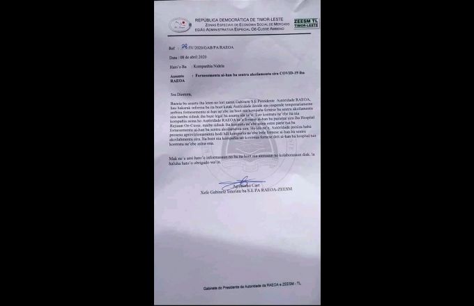 Desijaun suspende kompañia Nidela Unipessoal Lda. Foto foti husi Media Sosial