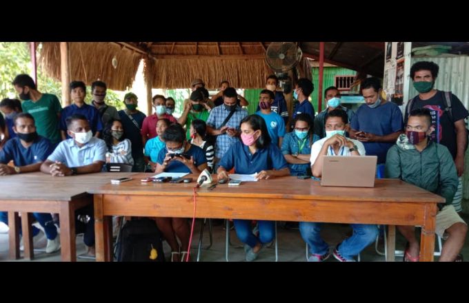 AJTL halo konferensia imprensa hodi kongratula jornalista Timoroan sira iha Farol, Dili Domingu 3 Maiu 2020. Foto AJTL.