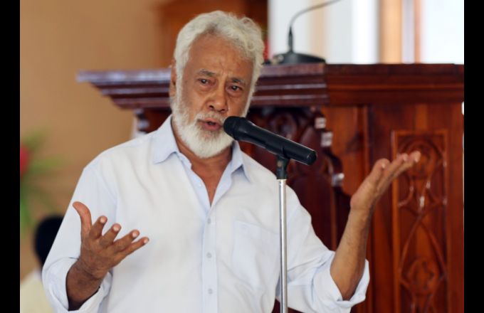 Xanana meyampaikan rasa berterima kasih dan syukur kepada semuanya yang memberi dukungan doa di hari ulang tahunnya yang ke 74 di gejera paroki Balide, Dili Sabtu 20 Juni 2020. Foto The Oe-Kusi Post/Raimundos Oki.